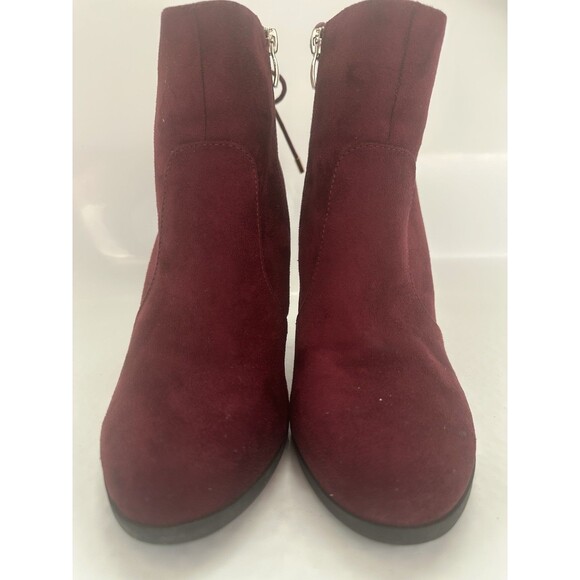 Limelight Burgundy Ankle Booties Women’s 9 Block Heel Side Zip Lace Up Back - Picture 2 of 5